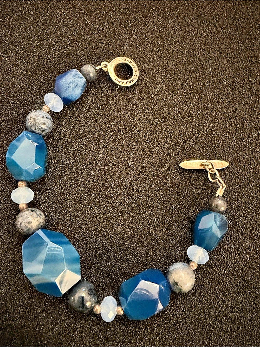 Barse Blue Beaded 925 Bracelet Like New
